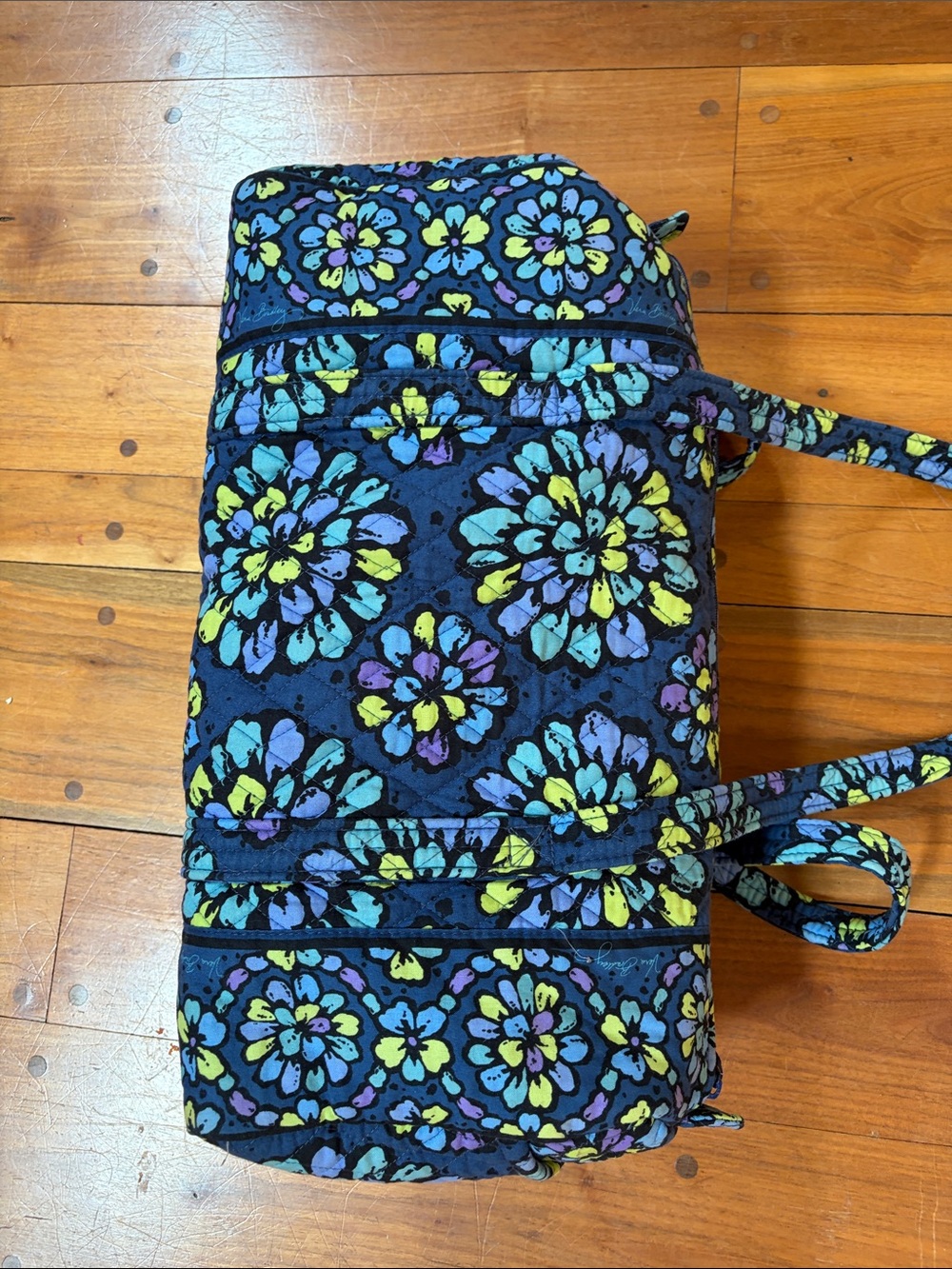 Vera Bradley Navy Quilted Floral Duffel Weekender Bag - Picture 5 of 13